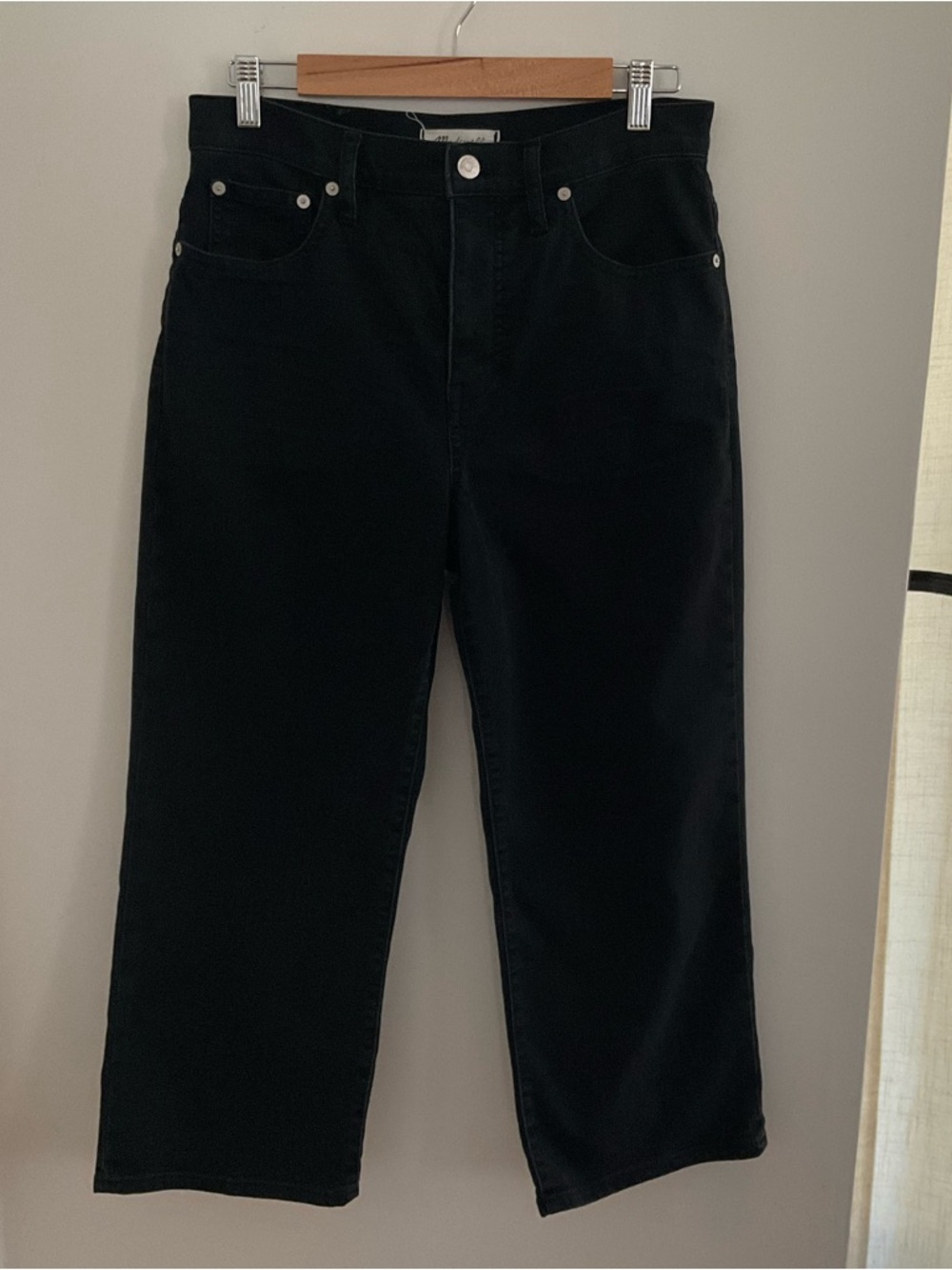 Madewell Black Slim Wide Leg Crop Jeans, Sz 29